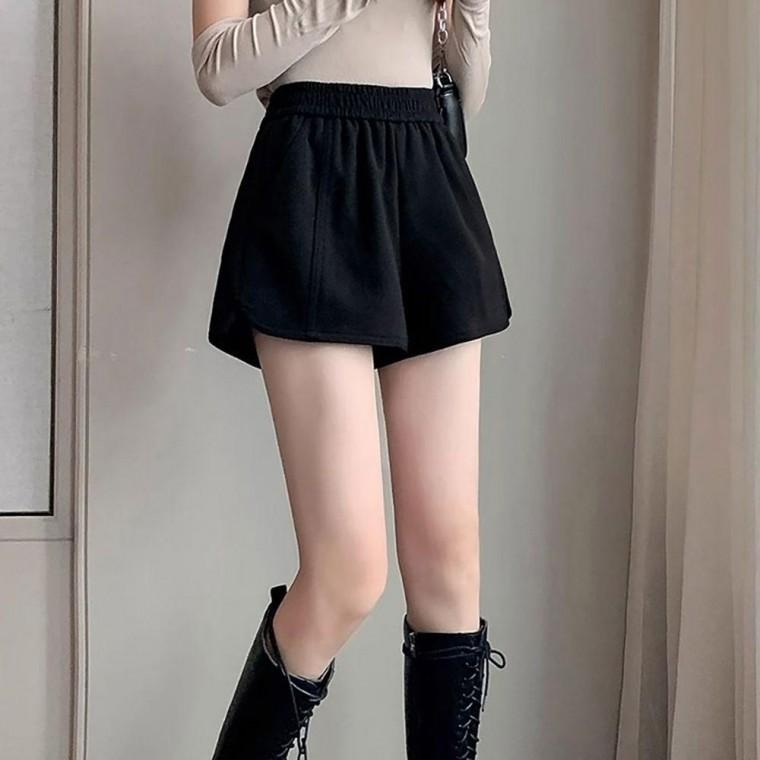 여자 가을 겨울 패션 하이 웨스트 모직 A라인 반바지 운동복 편한 츄리닝 홈트 필라테스