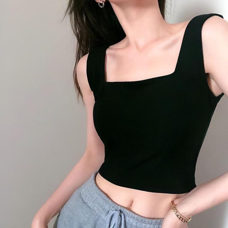 데일리 스퀘어넥 쫀쫀 크롭 나시 여성 의류 봄옷 여름옷 가을옷 데이트룩 나들이룩