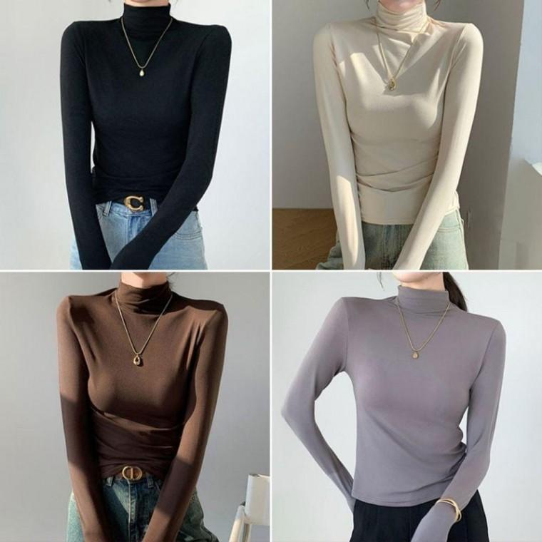 가을 겨울 여성 여자 반폴라 폴라티 목폴라 이너 긴팔 티셔츠 터틀넥 베이직 기본