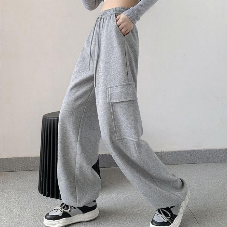여성 와이드 밴딩 카고 팬츠 조거 포켓 가을 트레이닝복 데일리 웨어 바지 여자 데일리룩