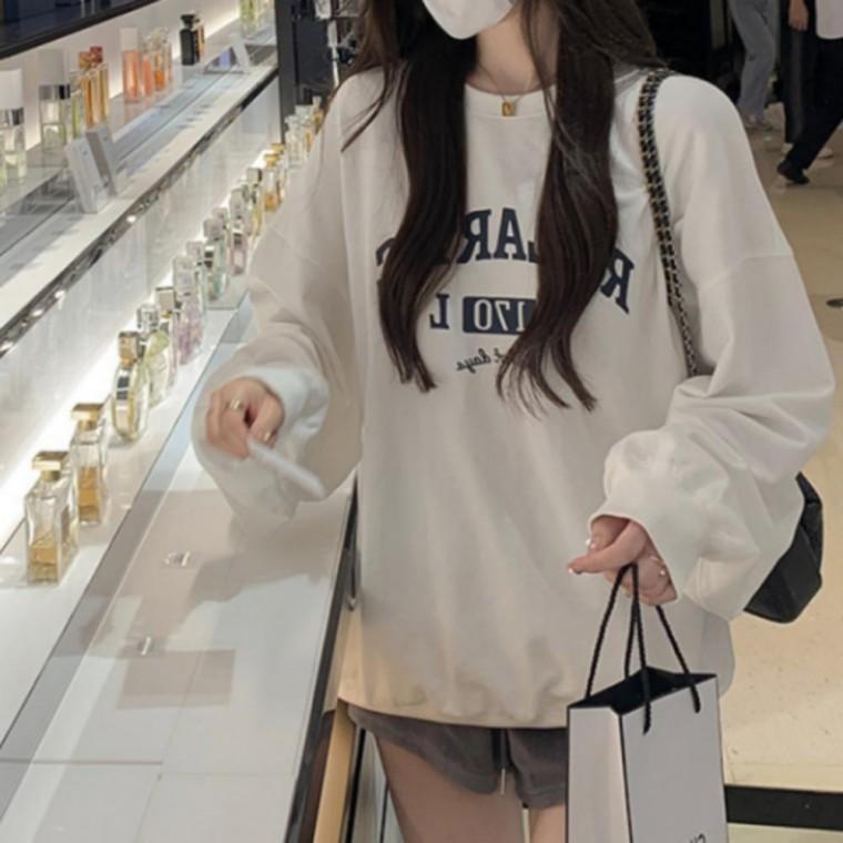 도매픽 여성 티셔츠 봄 여자 기모 가을 레터링 맨투맨