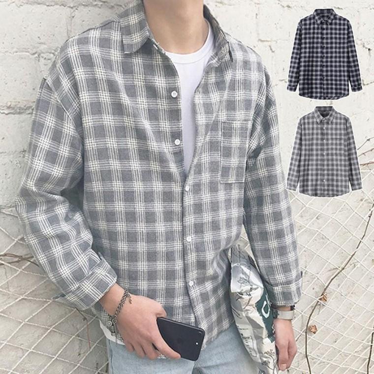 캐주얼 체크 셔츠 남자 간절기 루즈핏 긴팔 남방 와이셔츠 오버핏 남성 남자와이 가을