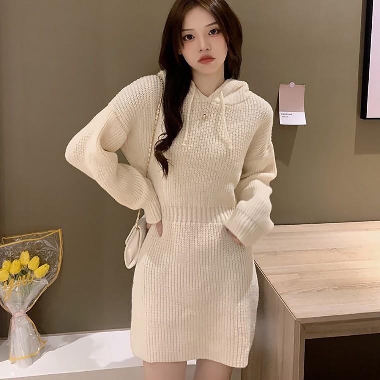 캐쥬얼 후드 롱 원피스 봄 가을 데일리 골지 데일리룩