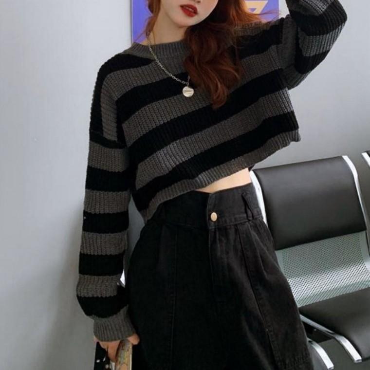 가을 겨울 스웨터 스트라이프 여성 줄무늬 니트 4컬러 모던