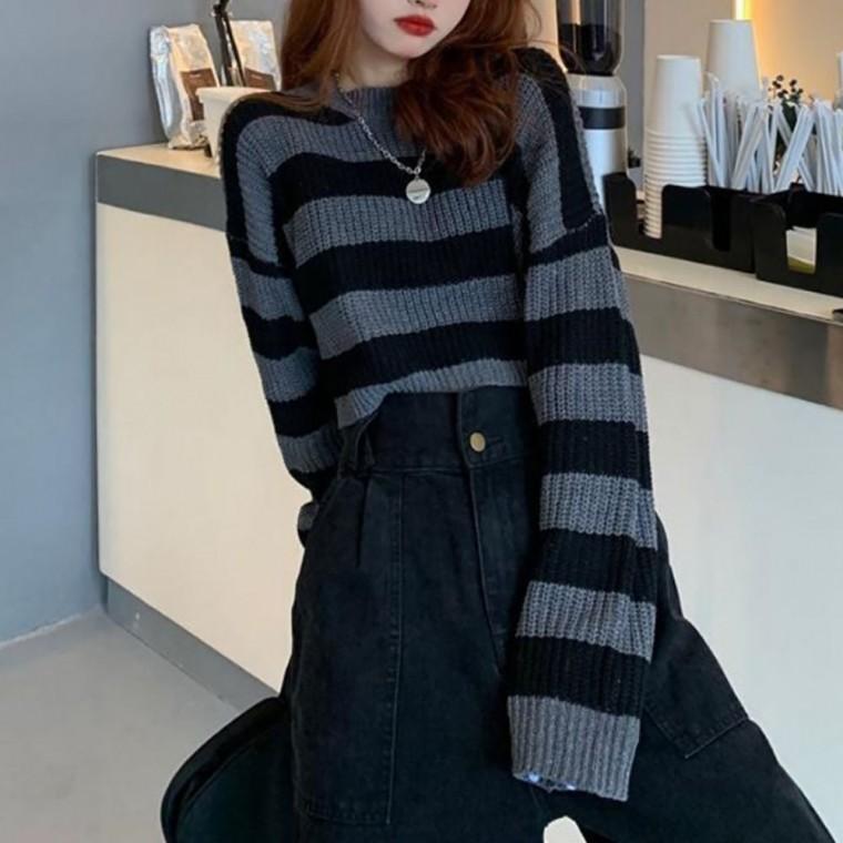 긴팔니트티 라운드넥티셔츠 긴팔 데일리 여성가을티셔츠 스타일 여성티셔츠
