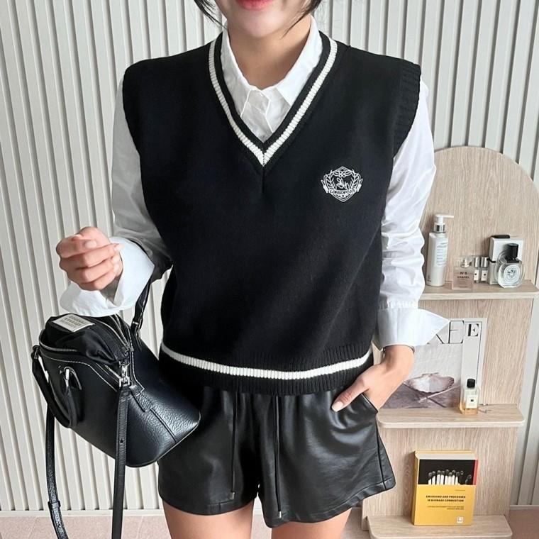 4컬러 데일리룩 겨울베스트 자수베스트 클래식 가을베스트 자수 베스트 여성