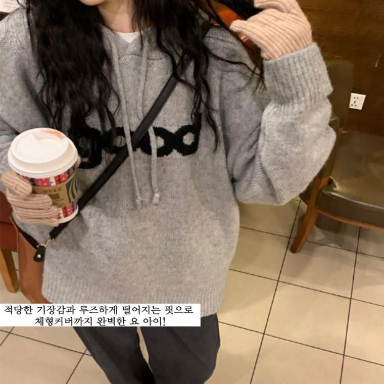 겨울 니트 데일리 여유핏 가을 꾸안꾸 귀여운 여성 후드티셔츠 긴팔 후드티