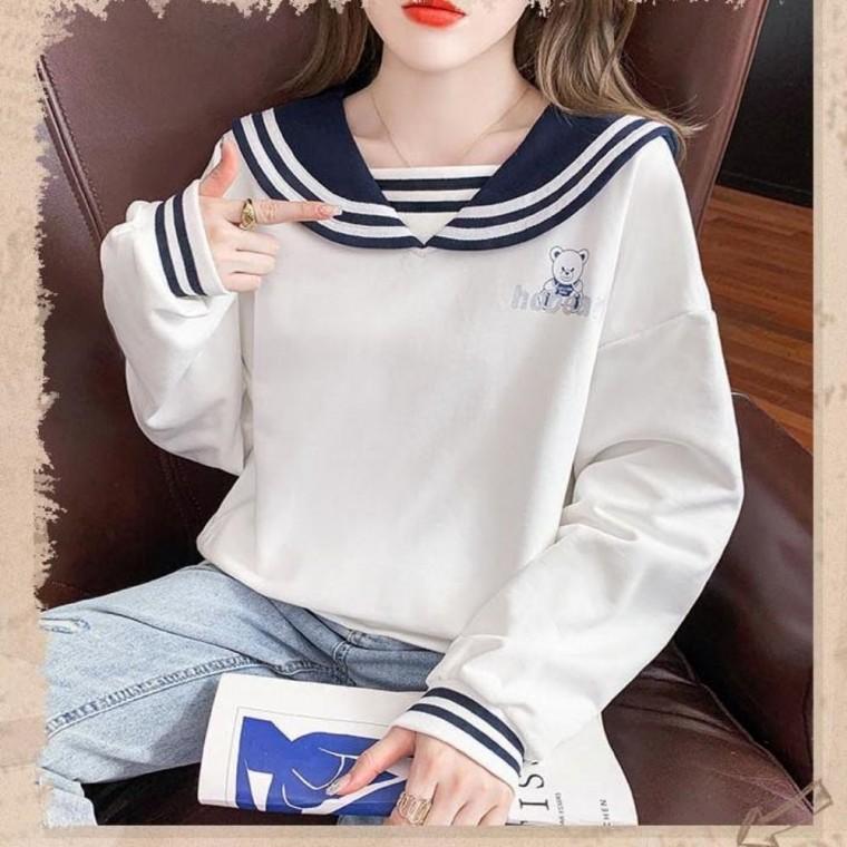 여자 가을여자티셔츠 여자긴팔티 여성 티셔츠 긴팔티 여자카라티 둥근 곰돌이