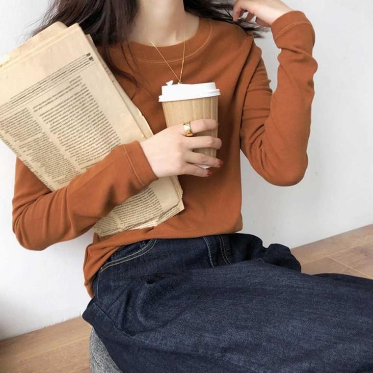 여자 기본긴팔티상의티 대학생 여성긴팔면티 여성티셔츠긴팔 가을
