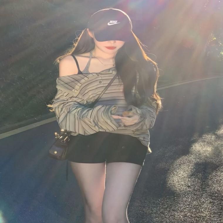 루즈핏티셔츠 오프숄더티셔츠 긴팔티셔츠 봄 루즈핏 스트라이프티셔츠 가을