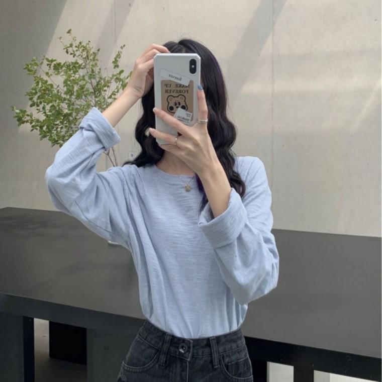 가을 루즈핏 라운드 4컬러 라운드긴팔티 루즈핏티셔츠 여자티셔츠 컬러티셔츠