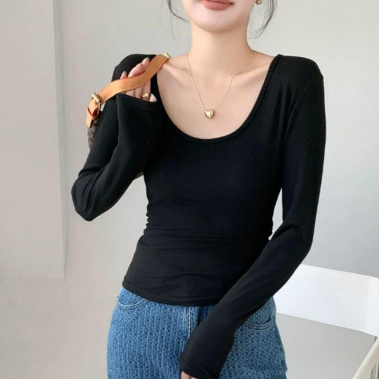 가을티셔츠 유넥티셔츠 4컬러 라운드티셔츠 긴팔티셔츠 도톰 핏 자연스러운