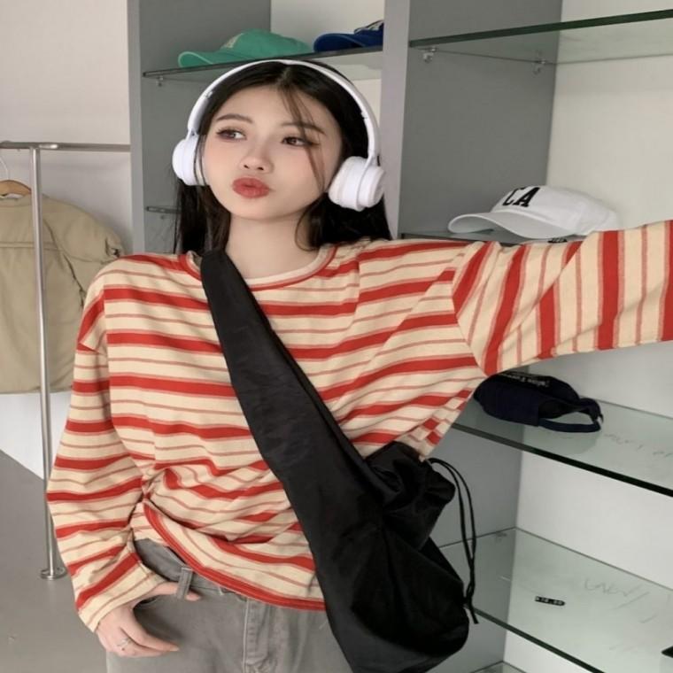 라운드티셔츠 가을티셔츠 긴팔티셔츠 사계절 스트릿 홈웨어패션 3컬러