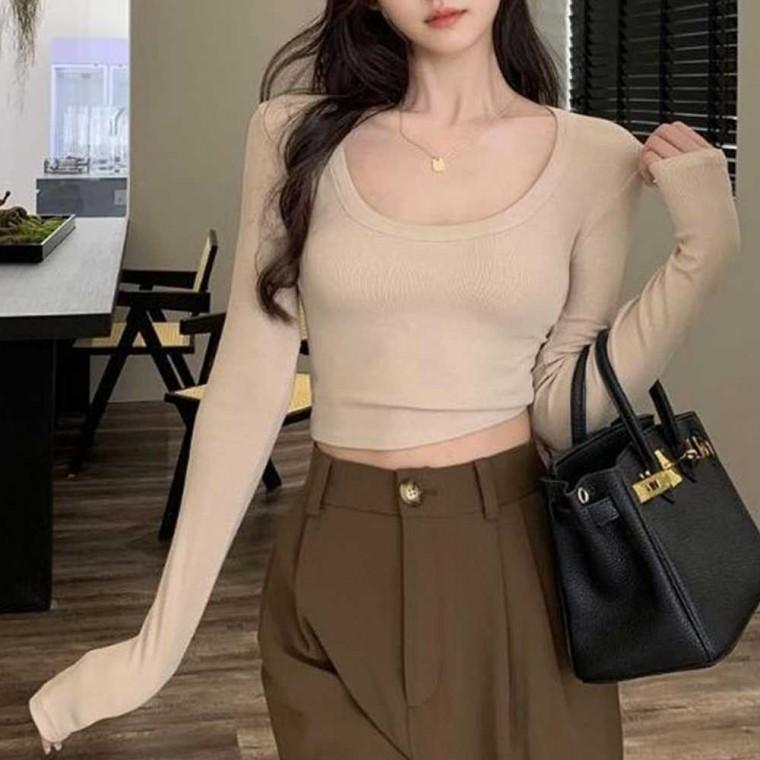 긴팔티 여성가을티셔츠 여성롱티셔츠 롱티셔츠 여성반팔티 긴팔크롭티