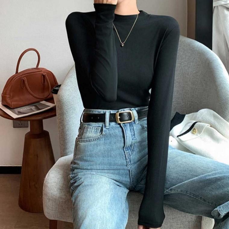 이너티 긴팔티 박스티 무지 여성긴팔티셔츠 봄가을 이너티셔츠 긴팔크롭티