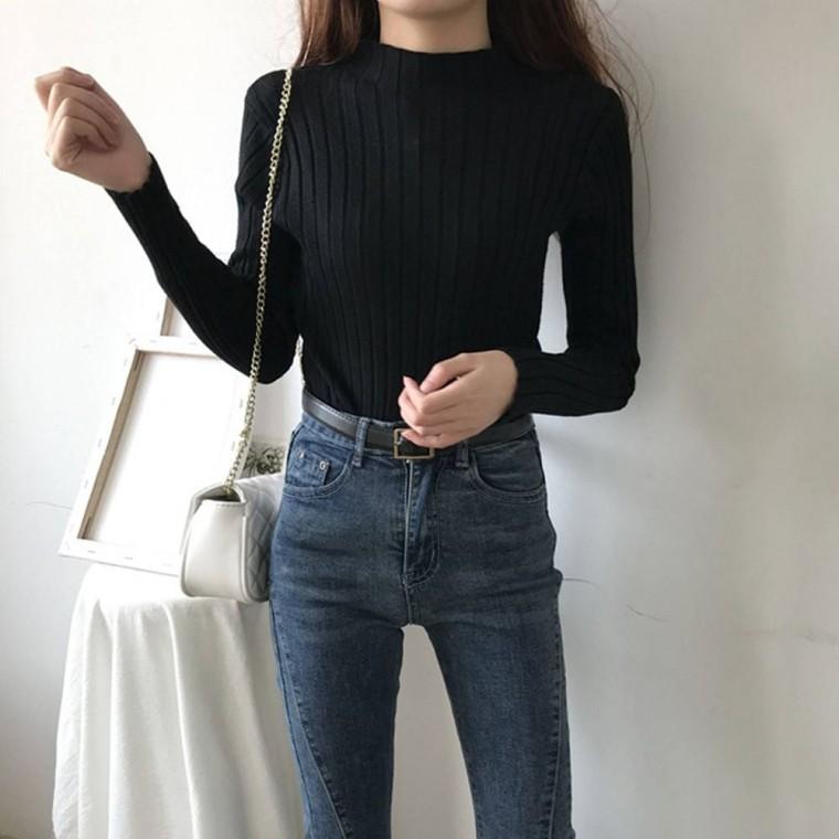 반폴라여리 골지 얇은긴팔 모달티 간절기 베이직티 가을 이너티 베이직티셔츠