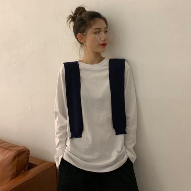 여성의류 이너티셔츠 여성 가을 데일리 루즈핏 무지티셔츠 기본티