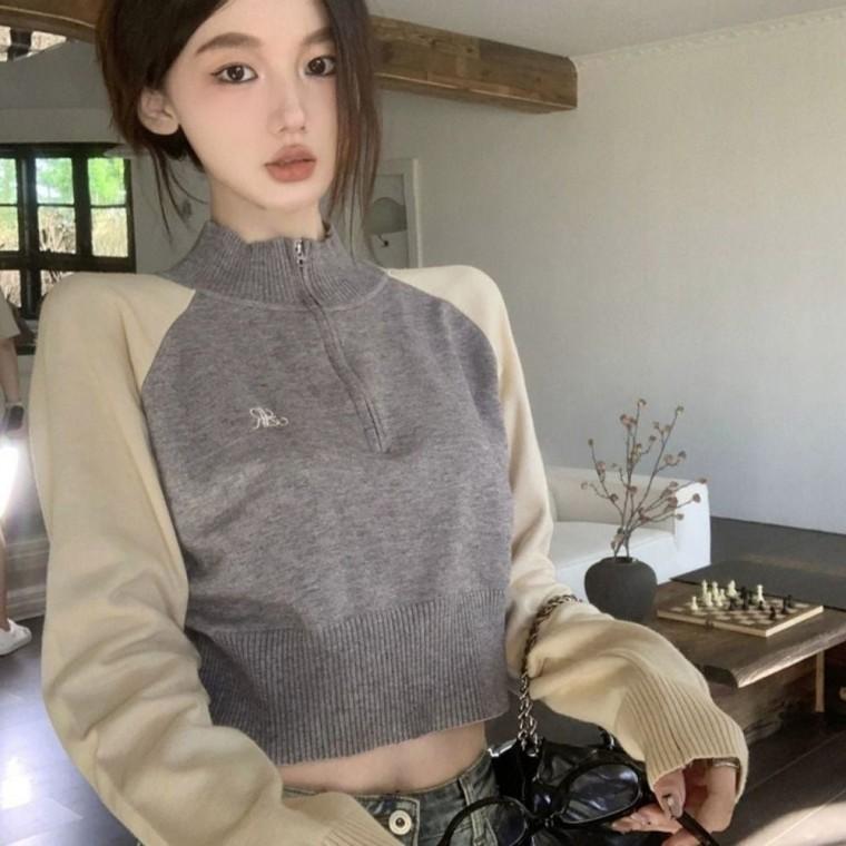 개주얼 크롭티 여자가을티 슬림핏 티셔츠 편한긴팔티 스포티 여성긴팔티