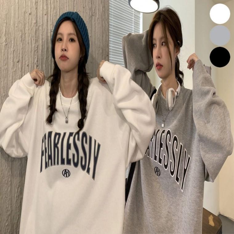 레터링 티셔츠 루즈핏맨투맨 맨투맨 넉넉한 오버핏 가을티셔츠 여성