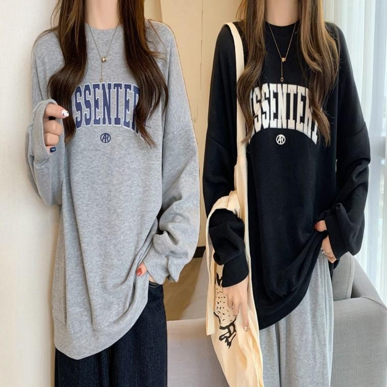 가을티셔츠 깔끔한 데일리룩 보세 남여공용티셔츠 긴팔티셔츠 프린팅 남녀