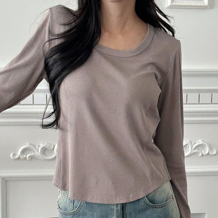 여자기본티 티셔츠여자 가을 무지긴팔티셔츠 라운드티 여성라운드티