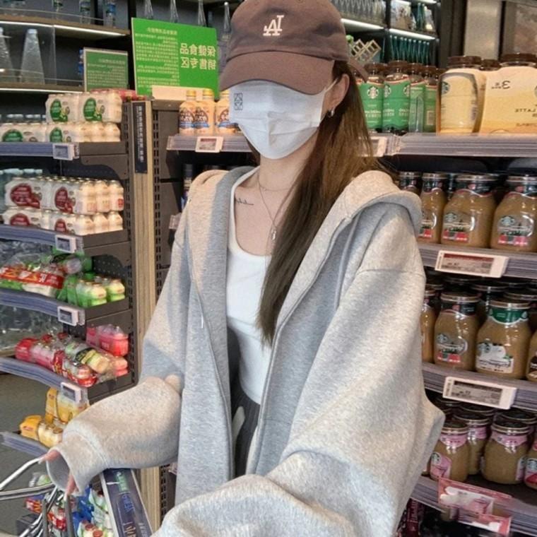 루즈핏 가을후드티셔츠 점퍼 간절기상의 후드 여성 캐주얼상의