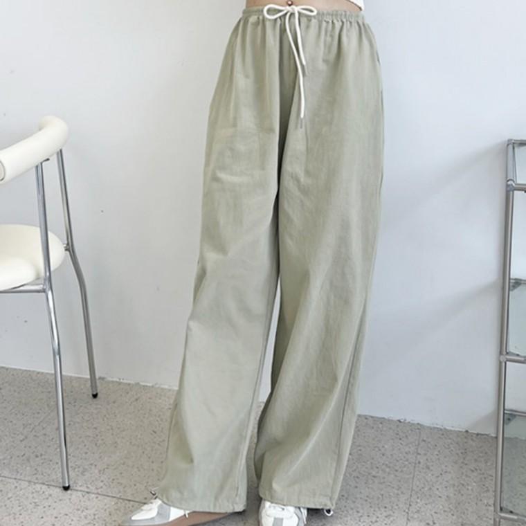 여자 여성 밴딩 바지 팬츠 기본 베이직 데일리 캐주얼 무지 빅사이즈 와이드 봄 가을 홈웨어 실내 단체