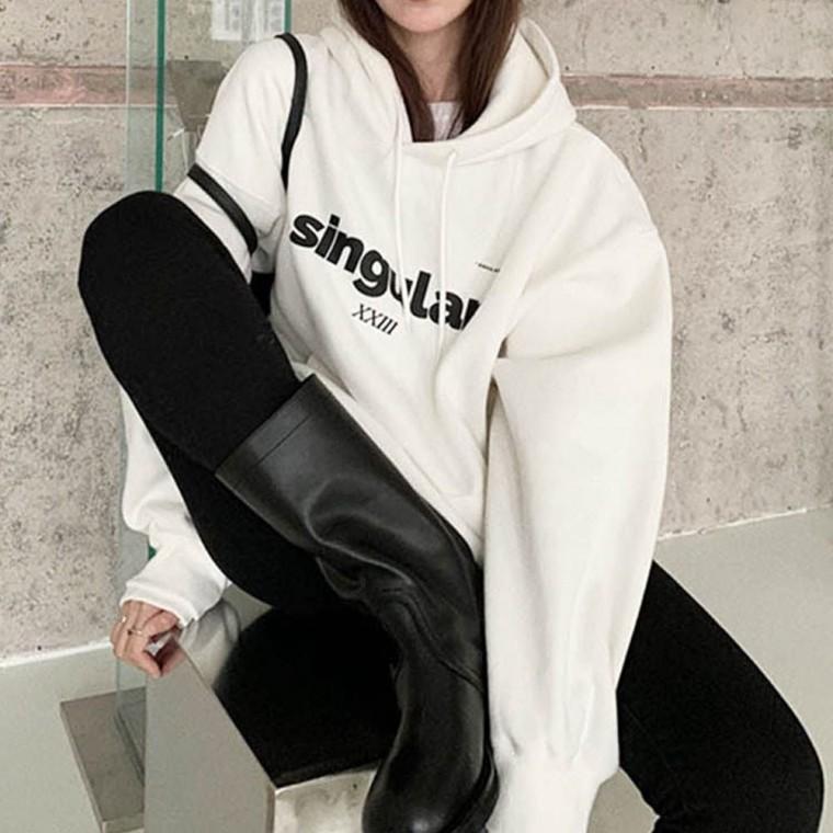 여자기모후드티 가을후드티 코디 레터링후드티 후드 여자 안감 기모후드