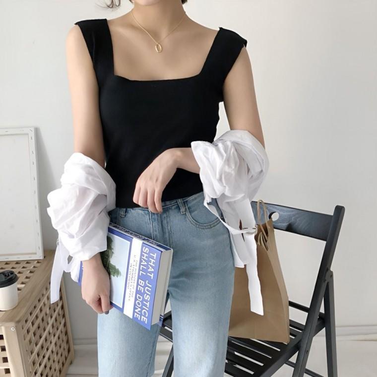 데이트룩 나시 나들이룩 데일리 여름옷 여성의류 가을옷 스퀘어넥