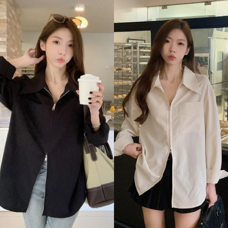 긴팔셔츠 집업 카라 지퍼셔츠 데일리셔츠 카라셔츠 가을셔츠 집업셔츠