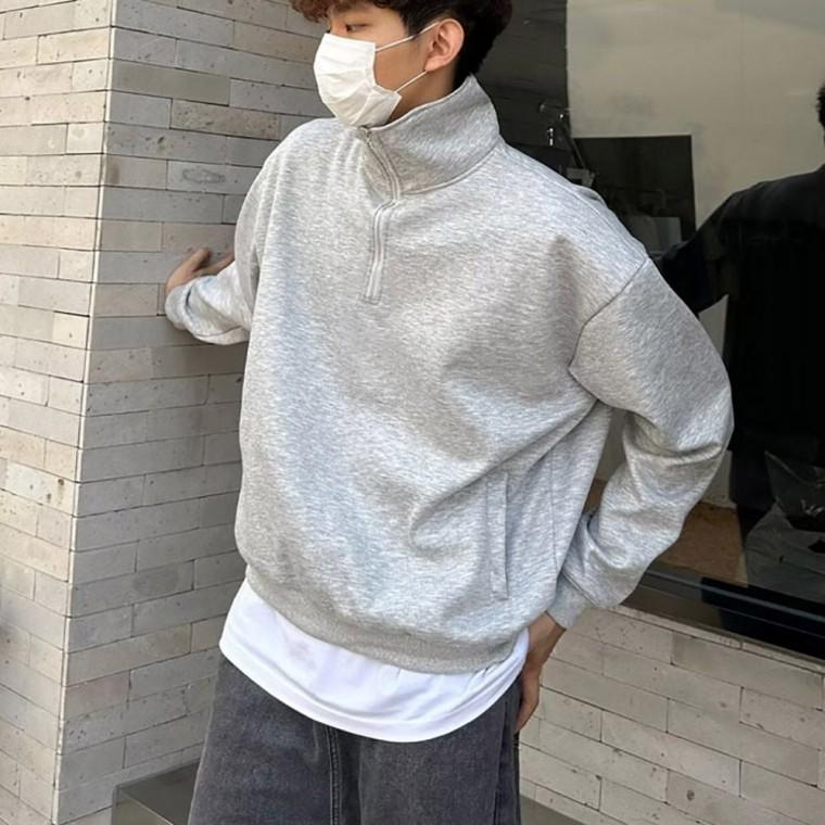 가을티셔츠 남자 남자티셔츠 학생티셔츠 외출 와이드티 집업긴팔 반집업티
