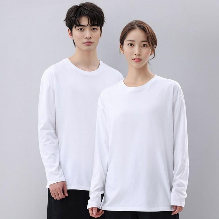 티셔츠 흰색면티 긴팔 20수 여자가을티 면 단체복 기본면티 단체티