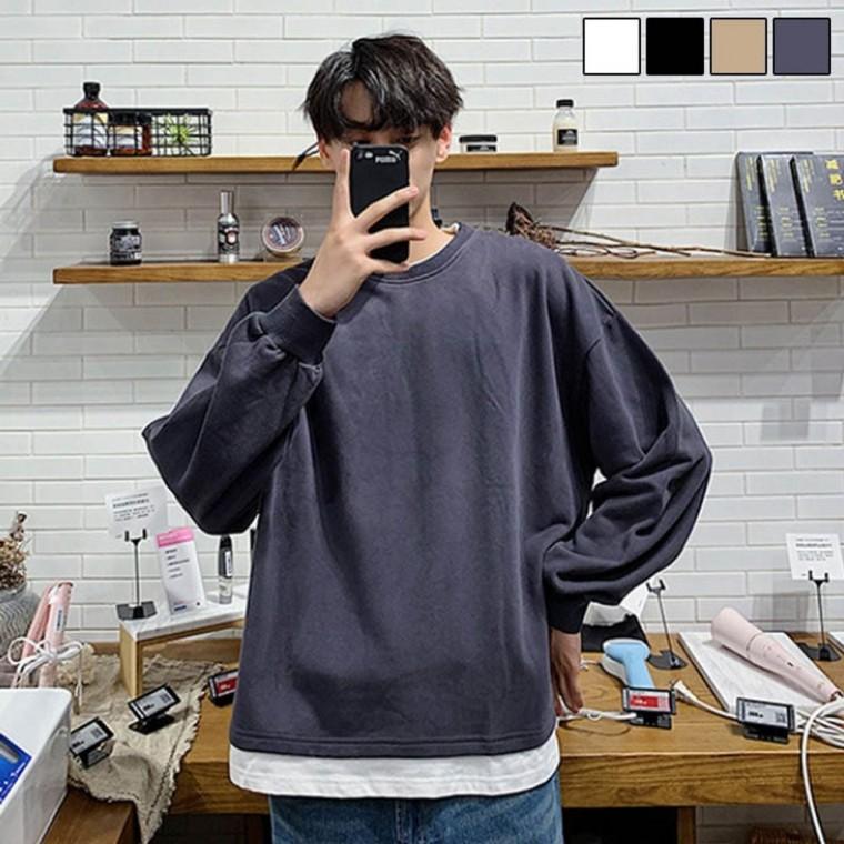 긴팔티 라운드넥 오버핏 남자옷 4색 긴팔 남자가을옷 남자티셔츠 남성