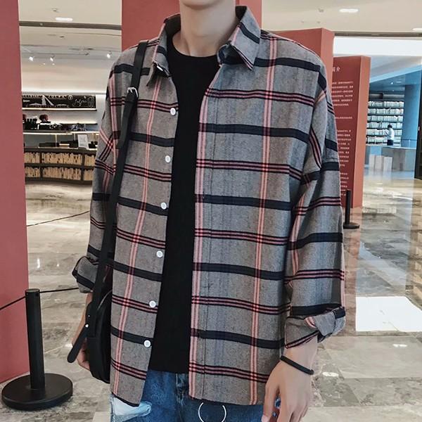 3컬러 베이직 남성 기본 체크패턴 긴팔 데일리 셔츠 INSUM33N