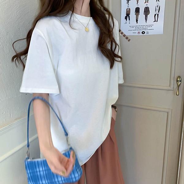 무지 심플 데일리 여성 반팔 이너 라운드 티셔츠 LK-T19