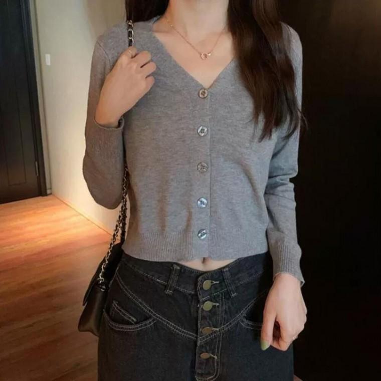 활용도좋고 편안 데일리웨어 여성 브이넥 크롭 가디건