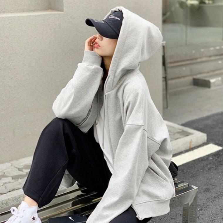 남녀공용 겨울 간절기 기모 안감 오버핏 무지 후드집업