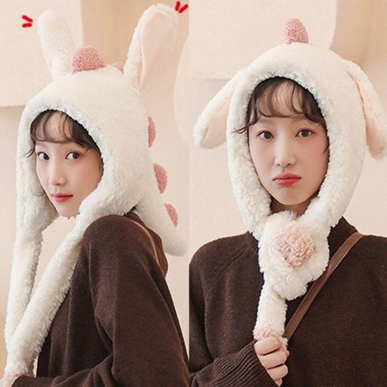 공룡 움직이는 귀 모자 방한 할로윈 토끼 동물 키즈 움직이는 귀모자 방한 할로윈 아동