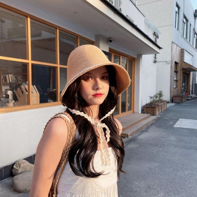 미니 레이스 밀짚 벙거지 보넷햇 모자 여성 자외선 여름 벙거지 보넷햇 여성 밀짚 지사 썬캡 모자
