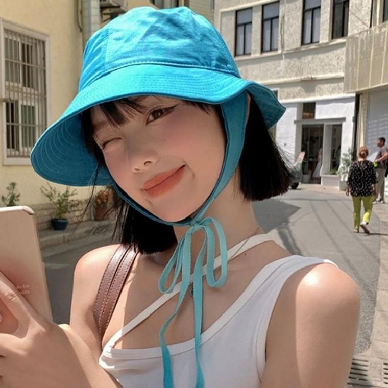 선스크린 턱끈 벙거지 여성 챙 모자 버킷햇 모자 여성 벙거지 자외선 챙 서핑 여름 버킷햇