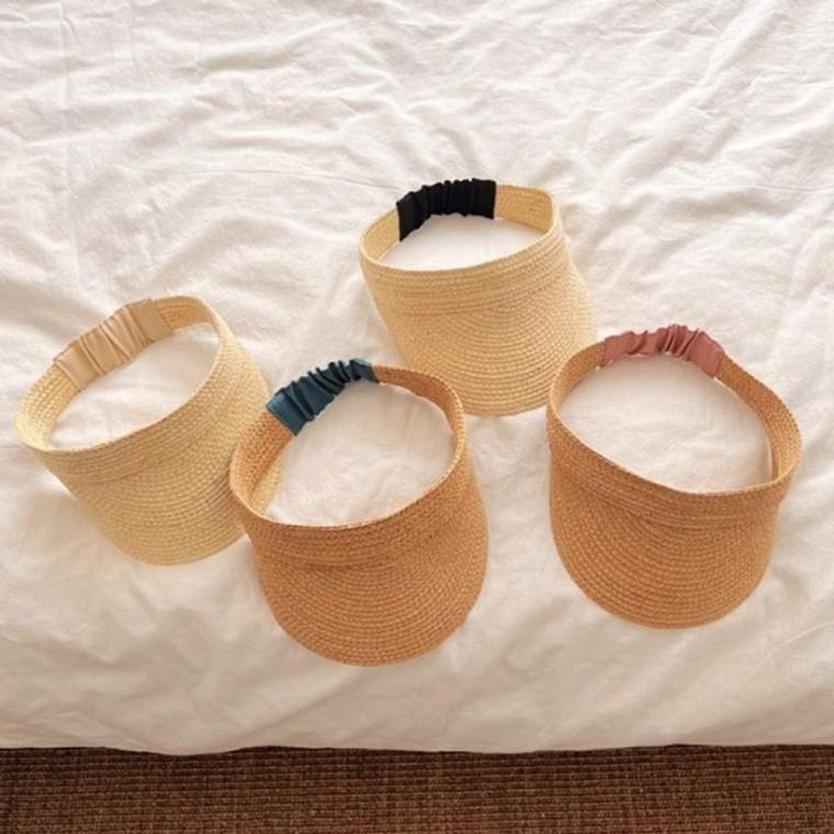 아동 칼라밴딩 썬캡 모자 밀짚 왕골 라피아 모자 라피아 아동 챙 남아 밀짚 유아 키즈 썬캡
