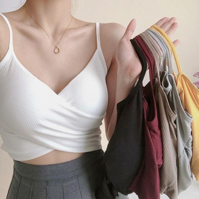 하트 스레드면 패드 내장 꼬임 골지 나시 이너 속옷 민소매 나시 슬리브리스 속옷 언더웨어 이너