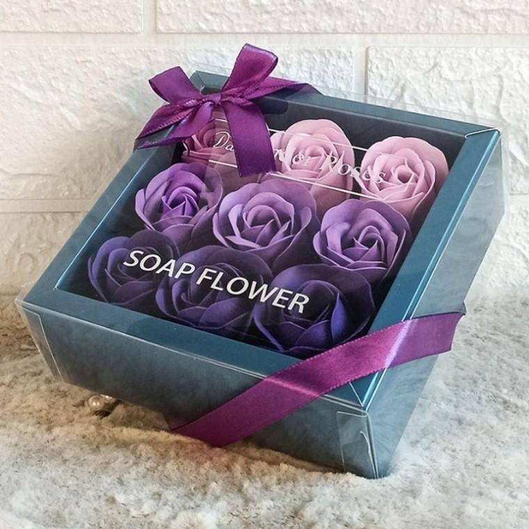 9송이 비누 장미꽃 상자 선물 기념일 발렌타인 졸업식 장미꽃 졸업식 기념일 비누꽃 플라워 발렌타인
