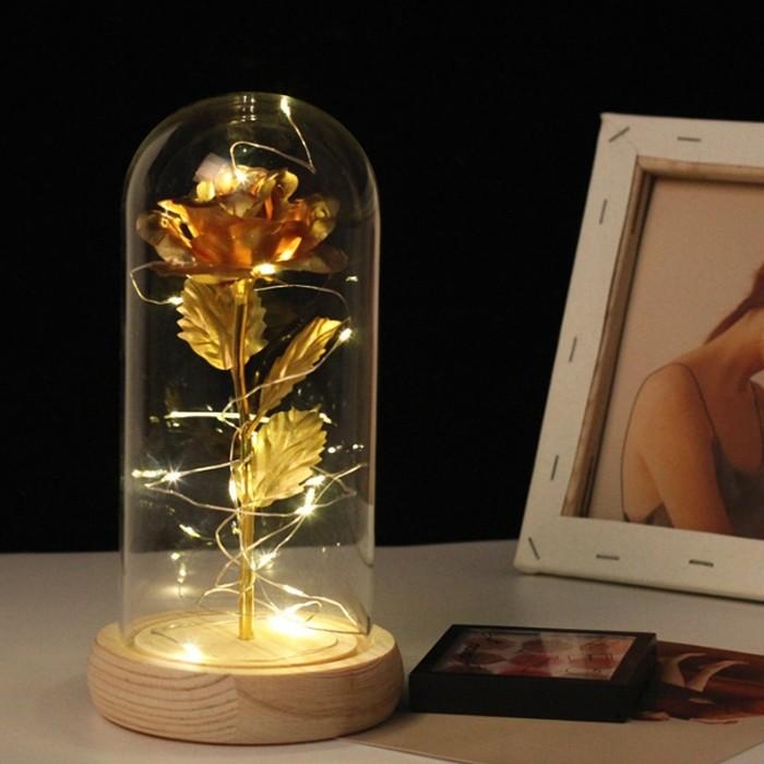 황금장미 카네이션 LED 무드등 유리돔 금장미 꽃 플라워 무드등 조명