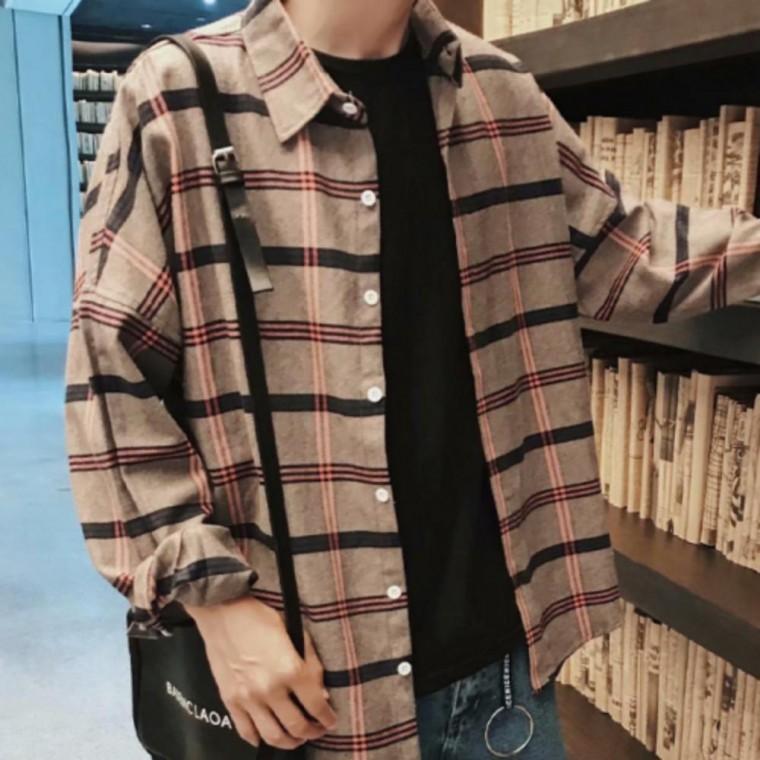 베이직 남성 기본 체크 패턴 긴팔 데일리 셔츠 3컬러