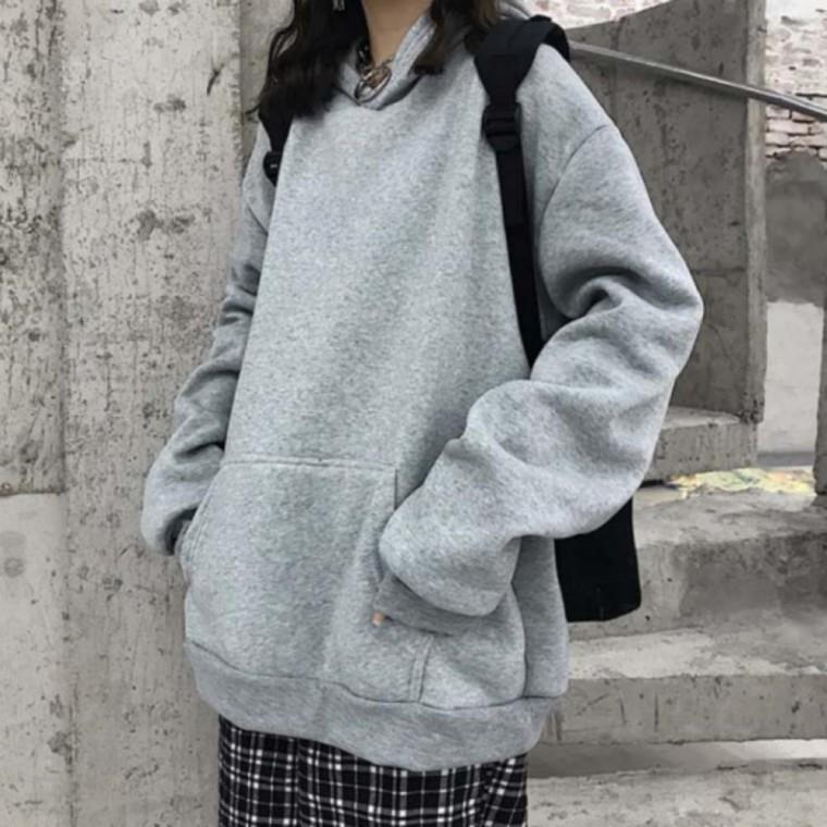 남녀공용 캐주얼 후드티 스트릿 무지 스림핏 후드 티셔츠