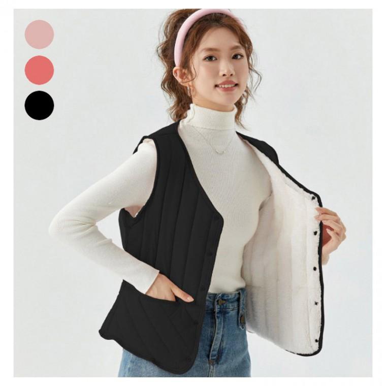 예쁜 패턴 따뜻한 털안감 조끼