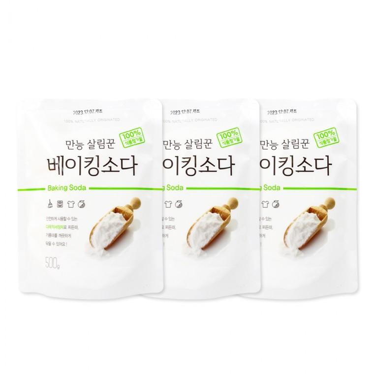 만능살림꾼 베이킹소다(리필 500g)-3개 주방세제 세제 과일세척 베이킹소다