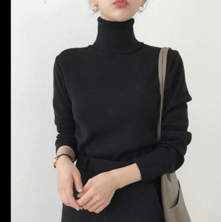 폴라티 겨울 울티셔츠 부드러운 기모 여자 스판티셔츠 폴라 터틀넥 여성이너 목