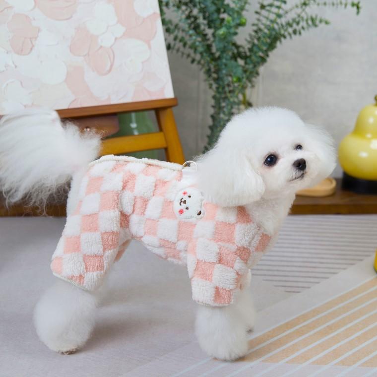 [BND-W67] 체크 보아털 강아지 옷